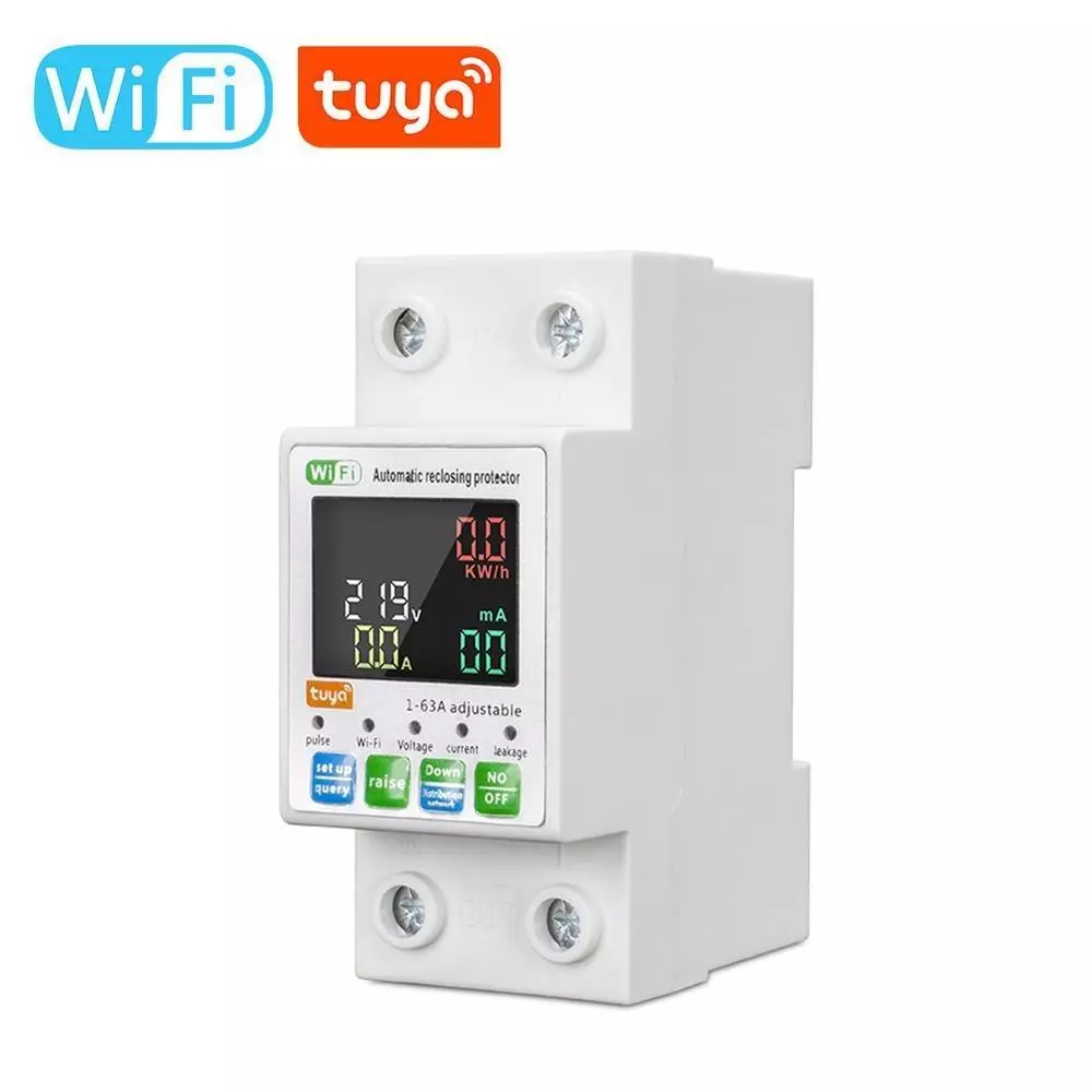 Tuya WiFi อัจฉริยะ Circuit Breaker Backlit เดี่ยว-Phase Energy Meter Auto-Reclosing สนับสนุน APP รีโมทคอนโทรล