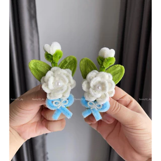 เข็มกลัดดอกมะลิวันแม่ลวดกำมะหยี่DIY