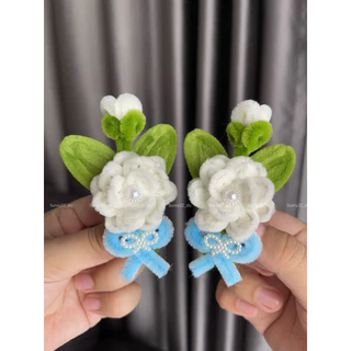 เข็มกลัดดอกมะลิวันแม่ลวดกำมะหยี่DIY