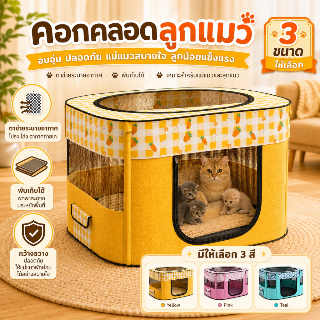 ห้องส่งสัตว์เลี้ยง คอกสัตว์เลี้ยง กรงสัตว์เลี้ยง พับได้  กรงแมว คอกแมว ที่นอนแมว ที่นอนสุนัขพกพา