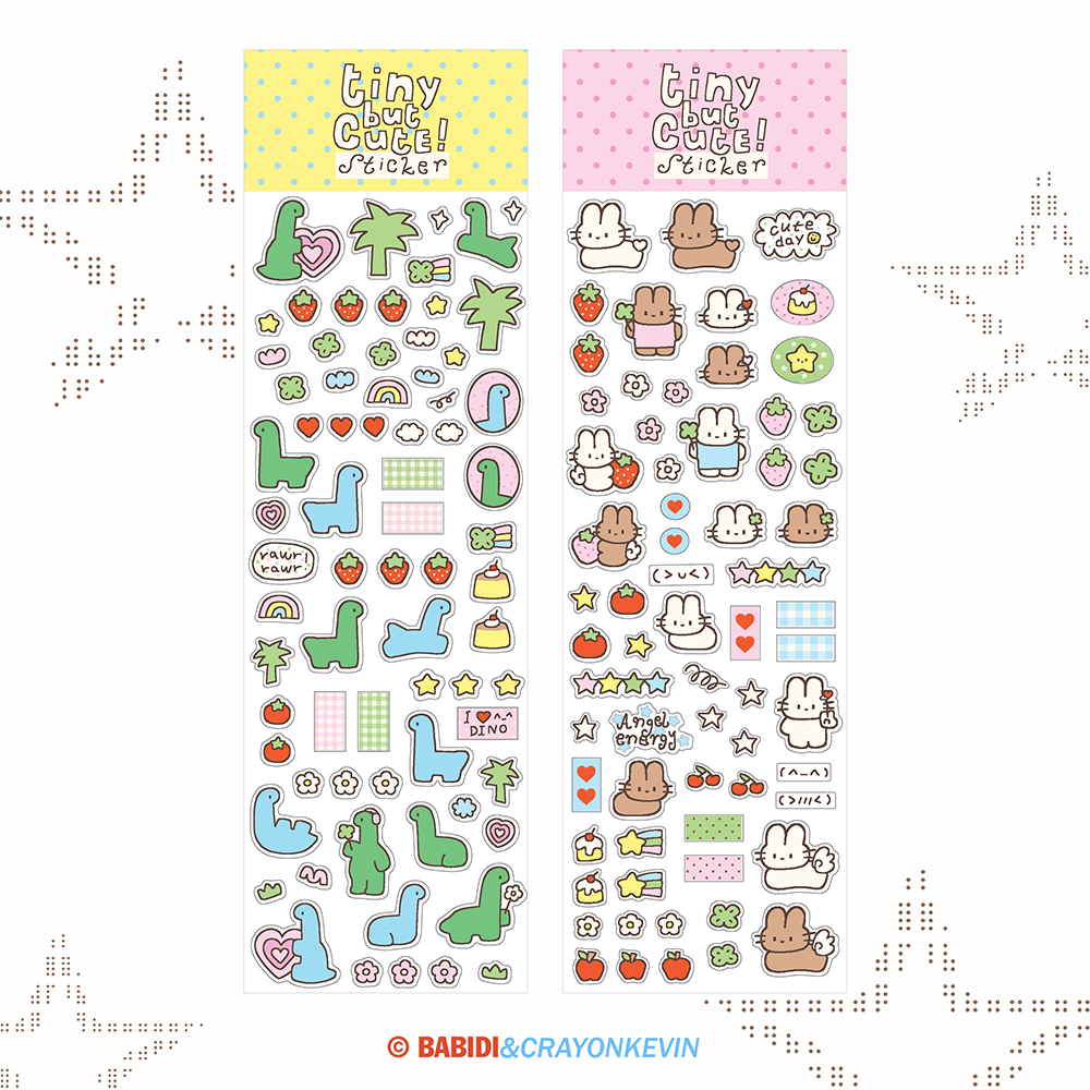 (Mini Sticker) Tiny But Cute / สติกเกอร์จิ๋วเนื้อใสพิมพ์ทึบ สำหรับตกแต่ง ขนาด 5.2x14.7 cm