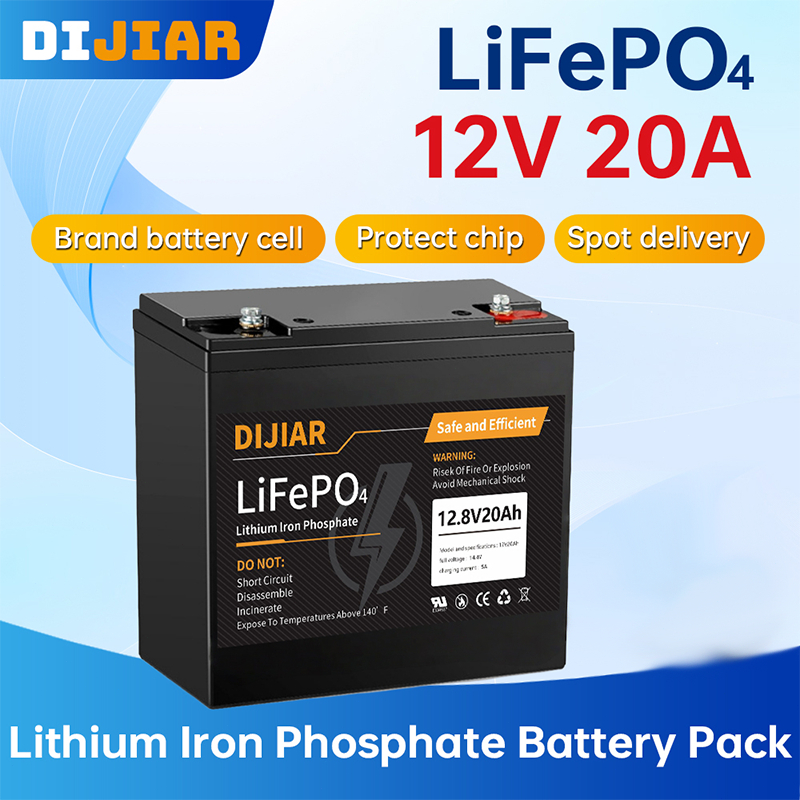 DIJIAR 12V 20Ah LiFePO4 แบตลิเธียมฟอสเฟต BMS แบตเตอรี่ลิเธียม แบตสำรองไฟฟ้า