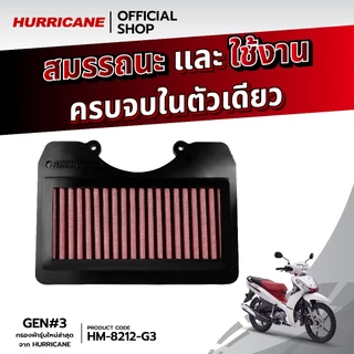 HURRICANE กรองอากาศสแตนเลส & ผ้าแดง YAMAHA Finn(ใหม่) HM-8212