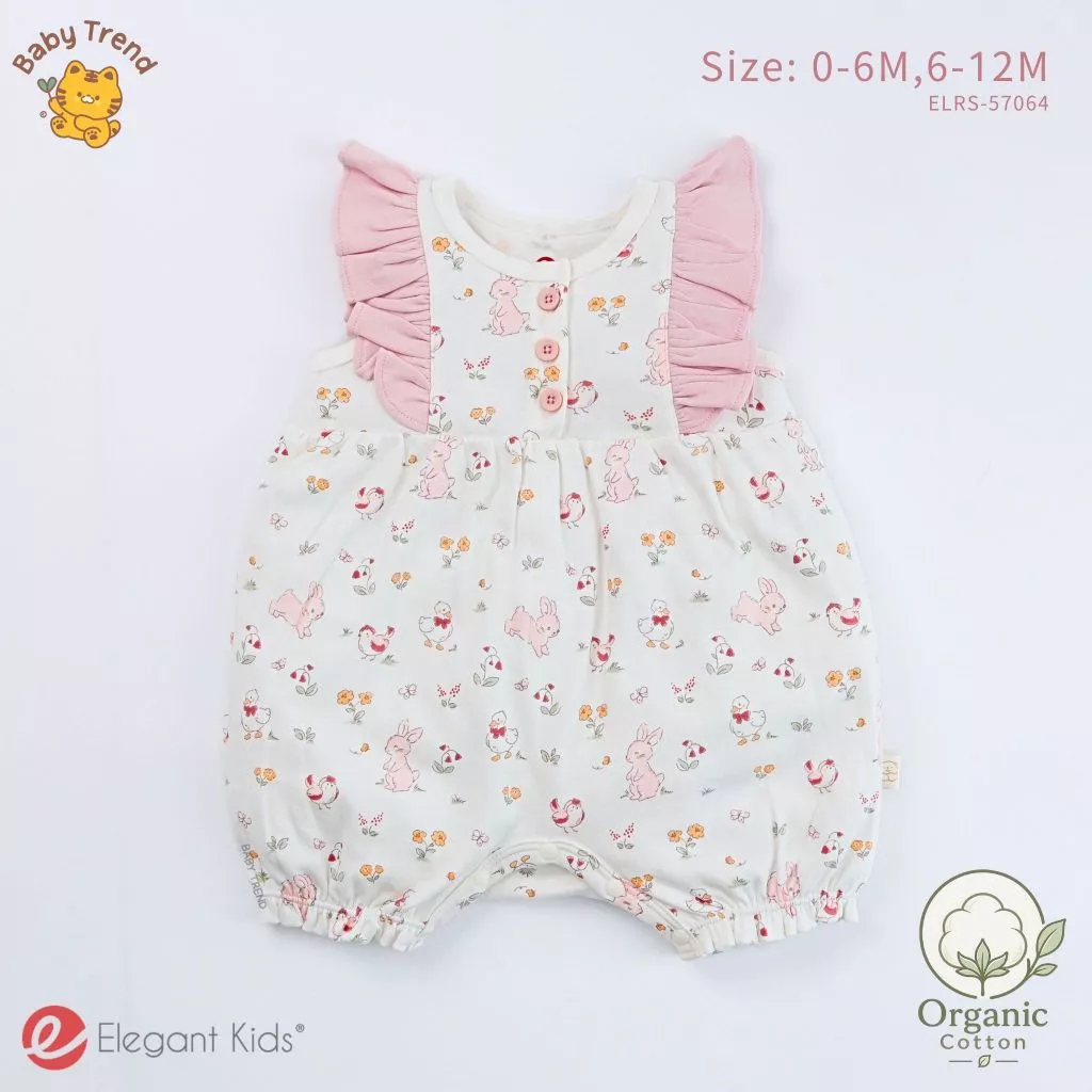 Elegant Kids ชุดลูกสาว 0-12 เดือน รอมเปอร์แขนกุดระบาย Organic Floral Collection | Baby trend
