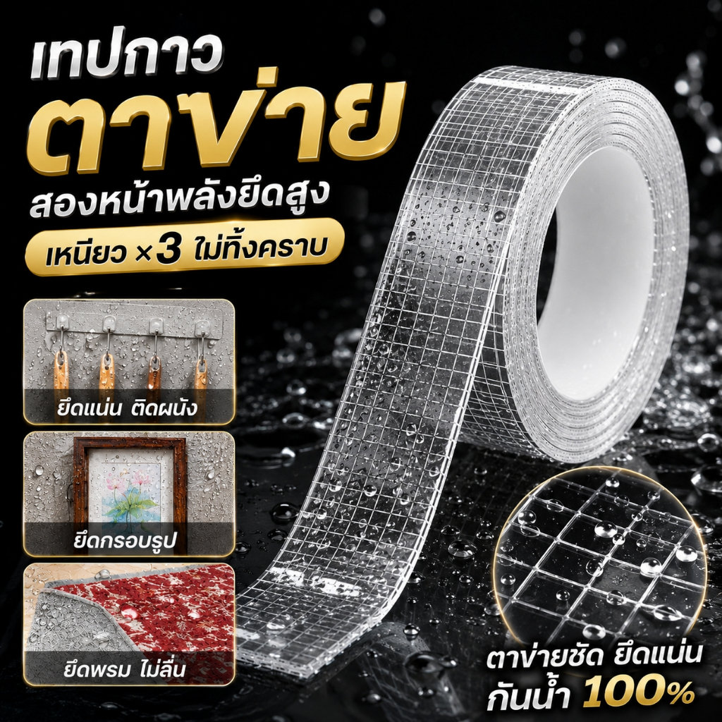 เทปนาโนไฟเบอร์ซ่อมแซมอเนกประสงค์ แรงยึดสูง กันน้ำกันรั่ว ล้างใช้ซ้ำได้ ซ่อมท่อผนัง บ้าน รถยนต์ งานทำเอง 1ม/3ม/5ม