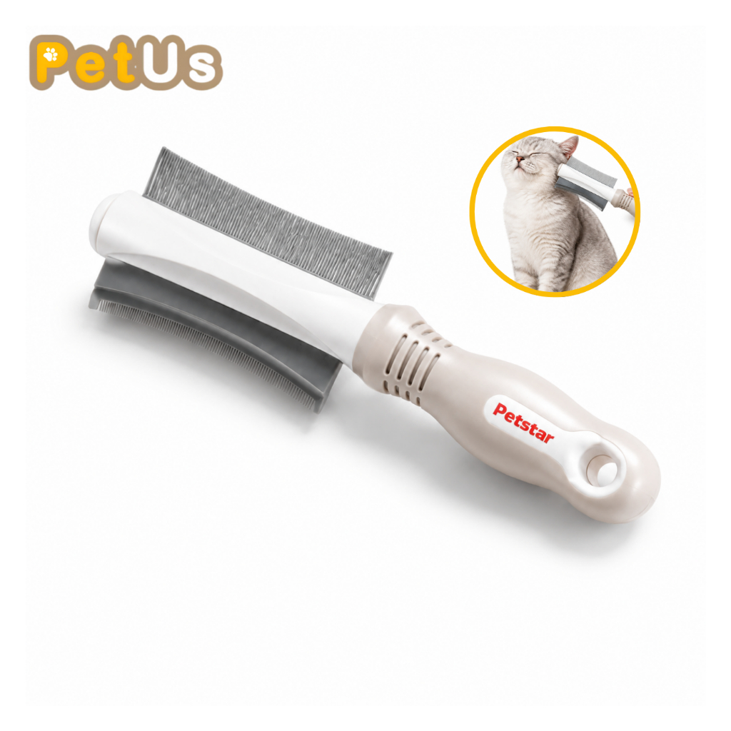 แปรงหวีขนสัตว์เลี้ยง หวีแมว หวีสัตว์เลี้ยง Pet Grooming Comb ลดขนพันกัน ลดขนร่วง ขนสุขภาพดี