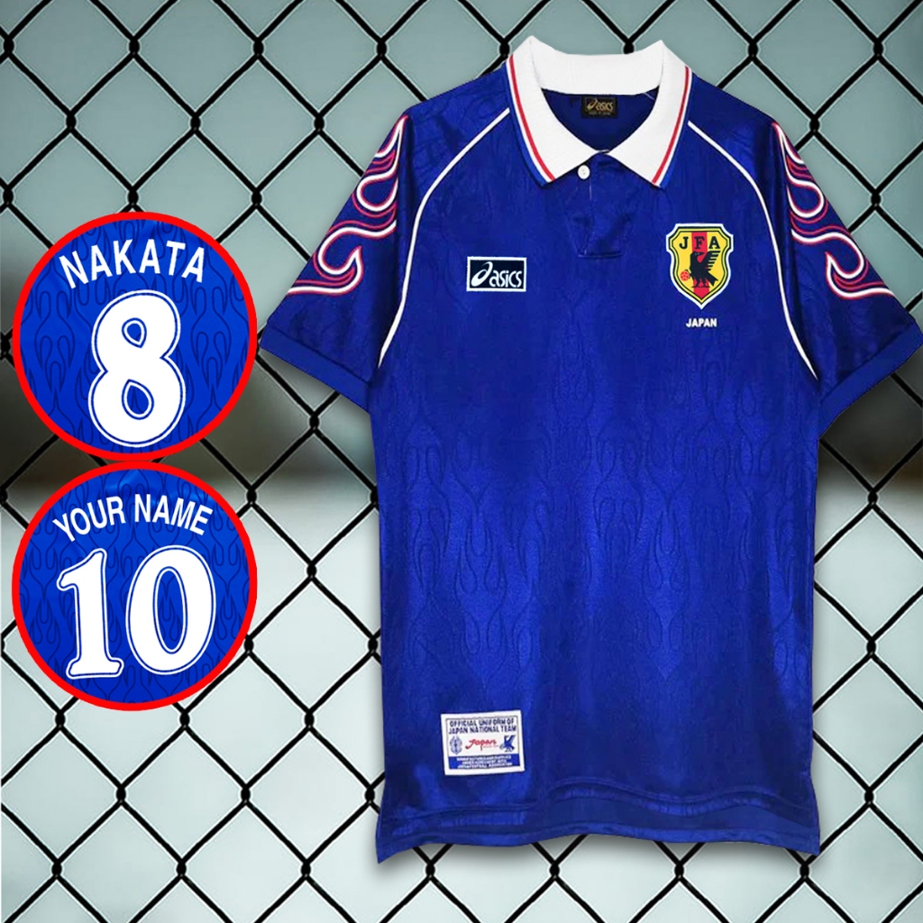 เสื้อบอลวินเทจ ทีมชาติ  ญี่ปุ่u / น้ำเงิน ปี1998  #RT0001 ชื่อเบอร์นักเตะ ไซส์เอเชีย S-2XL