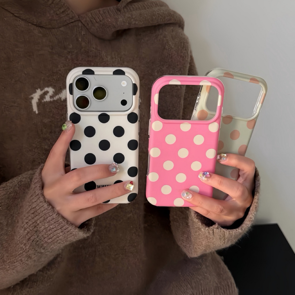 เคสพาสเทล ลายจุด สำหรับรุ่น iPhone 13 14 15 16 17 Pro Max Case