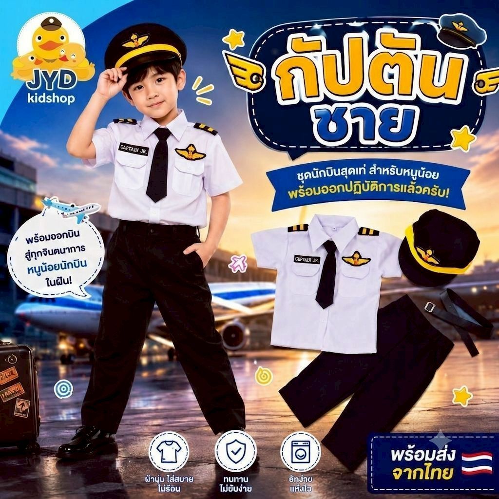 (jyd) ชุดอาชีพเด็ก ชุดกัปตันชาย ชุดนักบินชาย Captain Boy