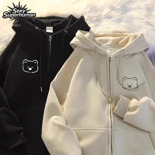 เสื้อกันหนาวลายการ์ตูน น่ารักสุด! ผ้าสำลีเนื้อนิ่ม มีฮู้ดมีซิป Unisex ใส่ได้ทุกเพศ