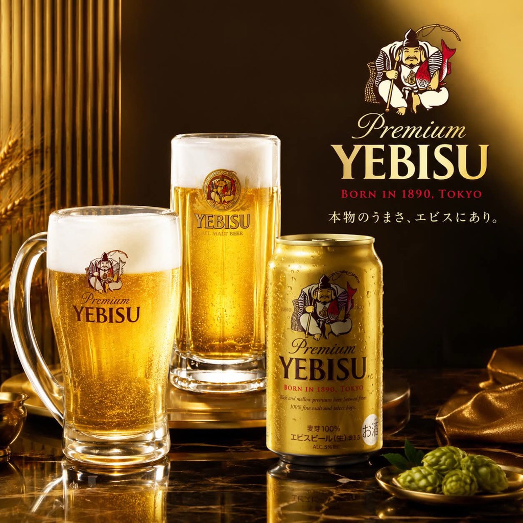 ของแท้! แก้วเบียร์ Yebisu มีหู แบรนด์ Yebisu สินค้าจากญี่ปุ่น