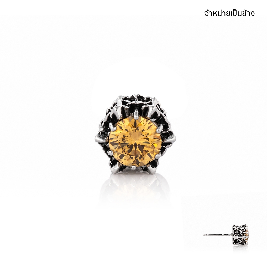 AKE AKE Crown of Eros Earring Stud ต่างหูก้านเงินแท้ 925 ลงดำขับลายฝังคริสตัล