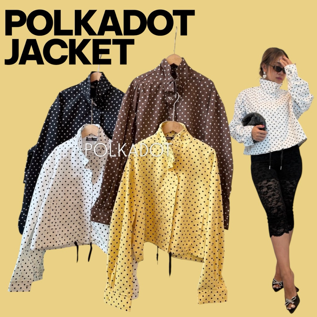 เสื้อแจ็คเก็ตลายจุด ซิปหน้าJacket Polka dot