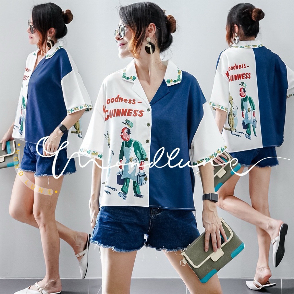 🔅𝕊𝕦𝕞𝕞𝕖𝕣 นี้ห้ามพลาด งานเสื้อลินินไหม  เสื้อเบลาส์ เเขนสั้น ทรงเบสิค ลายผ้าลาย กราฟฟิค ผ้าลีนินไหม