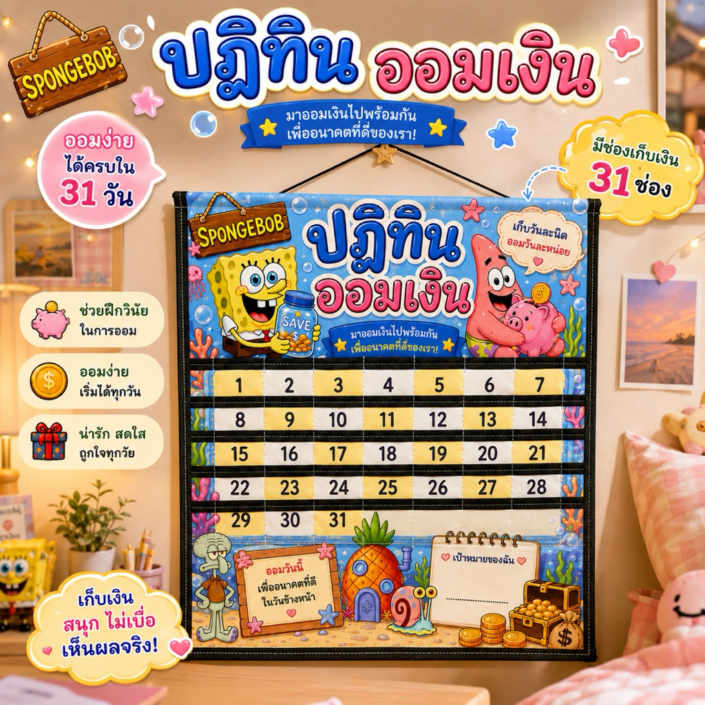 ปฎิทินออมเงินเลายสปอนบ๊อบ