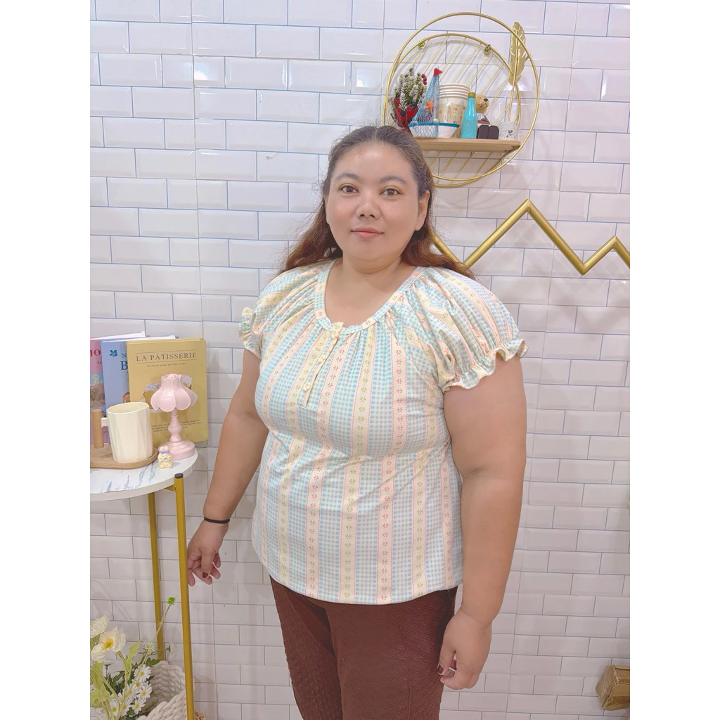 เสื้อแขนสั้นแขนตุ๊กตา ลายดอกไม้ B23 thumbnail 4