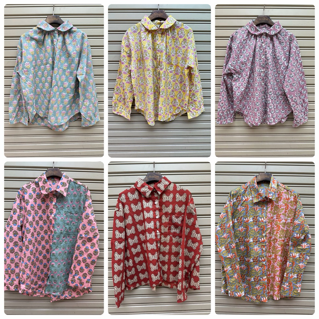 เสื้อเชิ้ตแขนยาว ผ้าคอตตอนอินเดีย งานผ้าใส่สบาย ไซส์ใหญ่ ระบายอากาศดีมาก