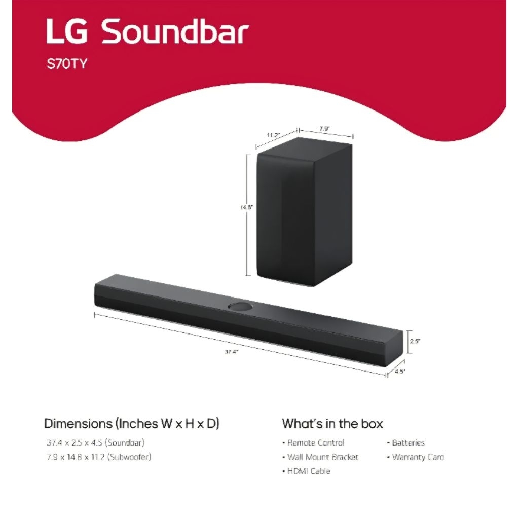 ํลำโพง LG SoundBar รุ่น S70TY 3.1.1 ch 400W Dolby Atmos