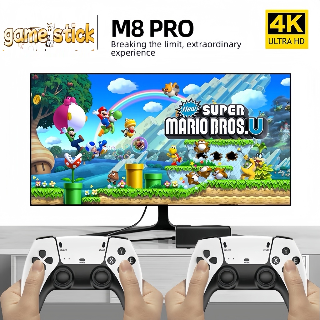 อุปกรณ์เล่นเกมย้อนยุค M8 สำหรับเครื่องเล่นเกมคอนโซลที่บ้าน มีพอร์ต HDMI มีเกมให้เลือกเล่นมากกว่า 20,000 เกม และสามารถเช