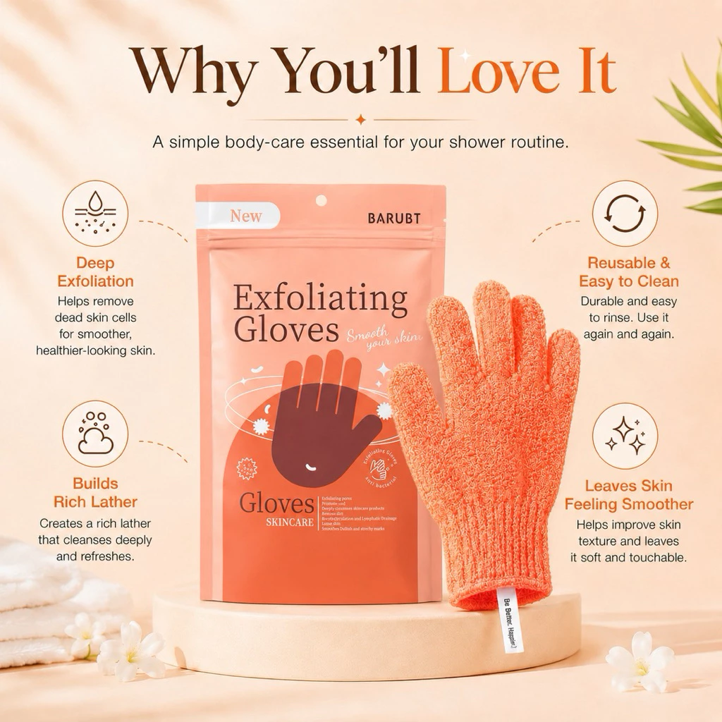 ถุงมือสครับผิว บี เบ็ทเทอร์ 1คู่ Exfoliating Gloves