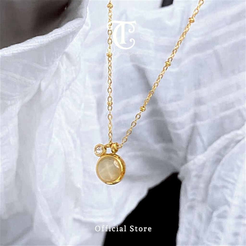 C&T Fashion Jewelry สร้อยคอแคสอายSoul Stone Collection. ชุบทอง18k. Freeถุงผ้ากำมะหยี่ CT015
