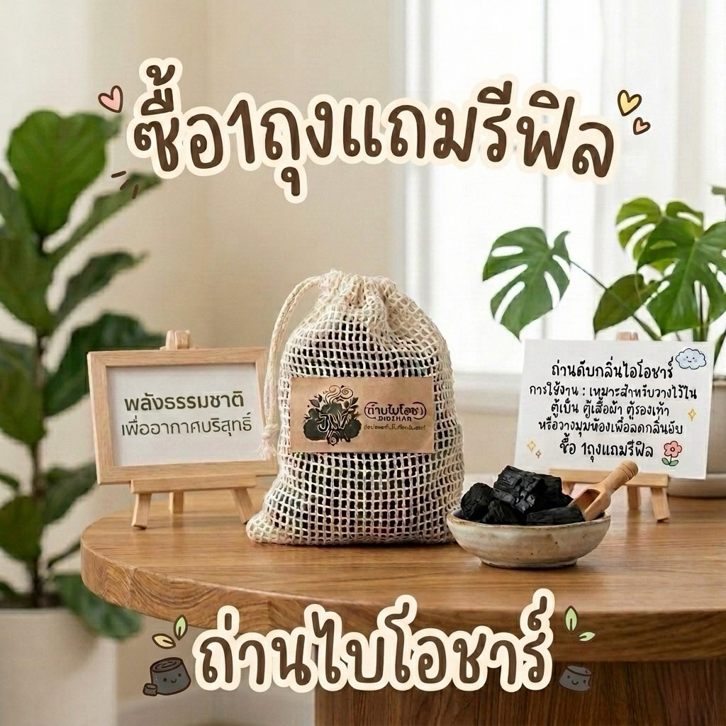 ถ่านดับกลิ่นไบโอชาร์(มีถ่านรีฟิลแถมทุกออเดอ)