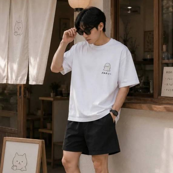 เสื้อยืดโอเวอร์ไซส์ A.M aftermidnight รุ่น Melty Ghost 01ผ้า Premium Cotton