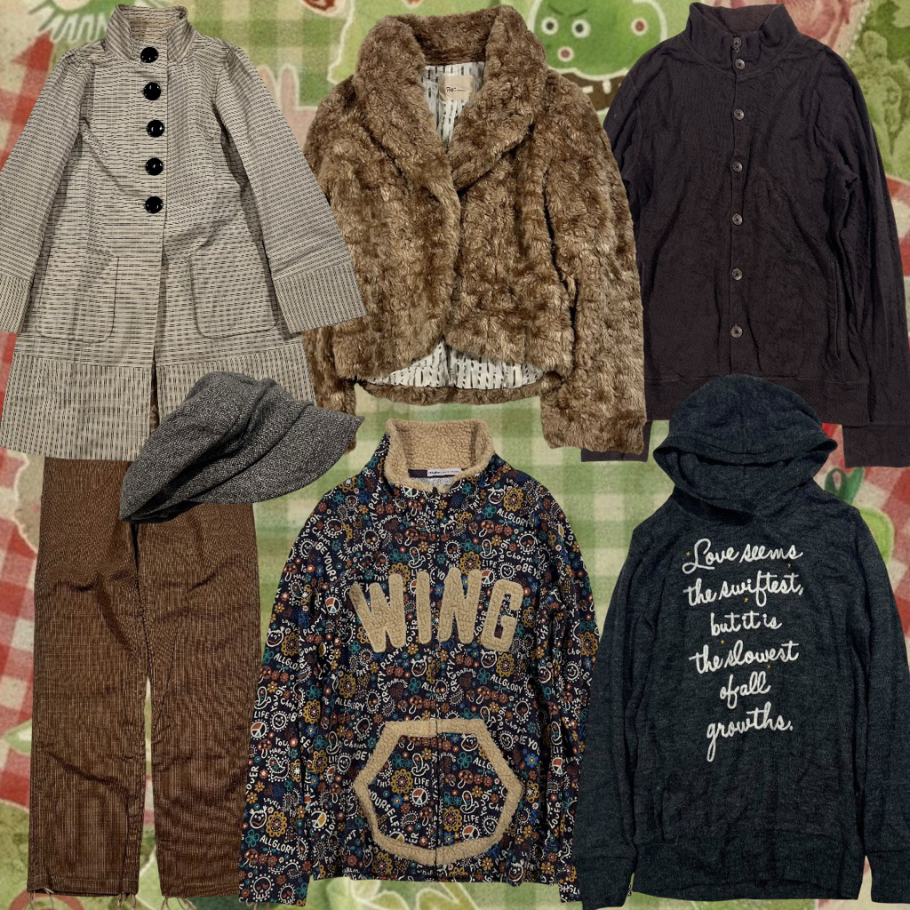 🍒Y2K Cozy Grunge Crew เสื้อผ้าญี่ปุ่นมือสอง🍒