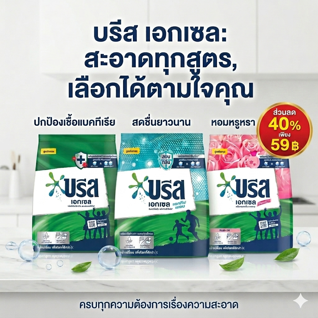 🟦 [ไลฟ์โหด 40% 35%] Breeze ผงซักฟอก บรีส บรีสผง 1300 กรัม