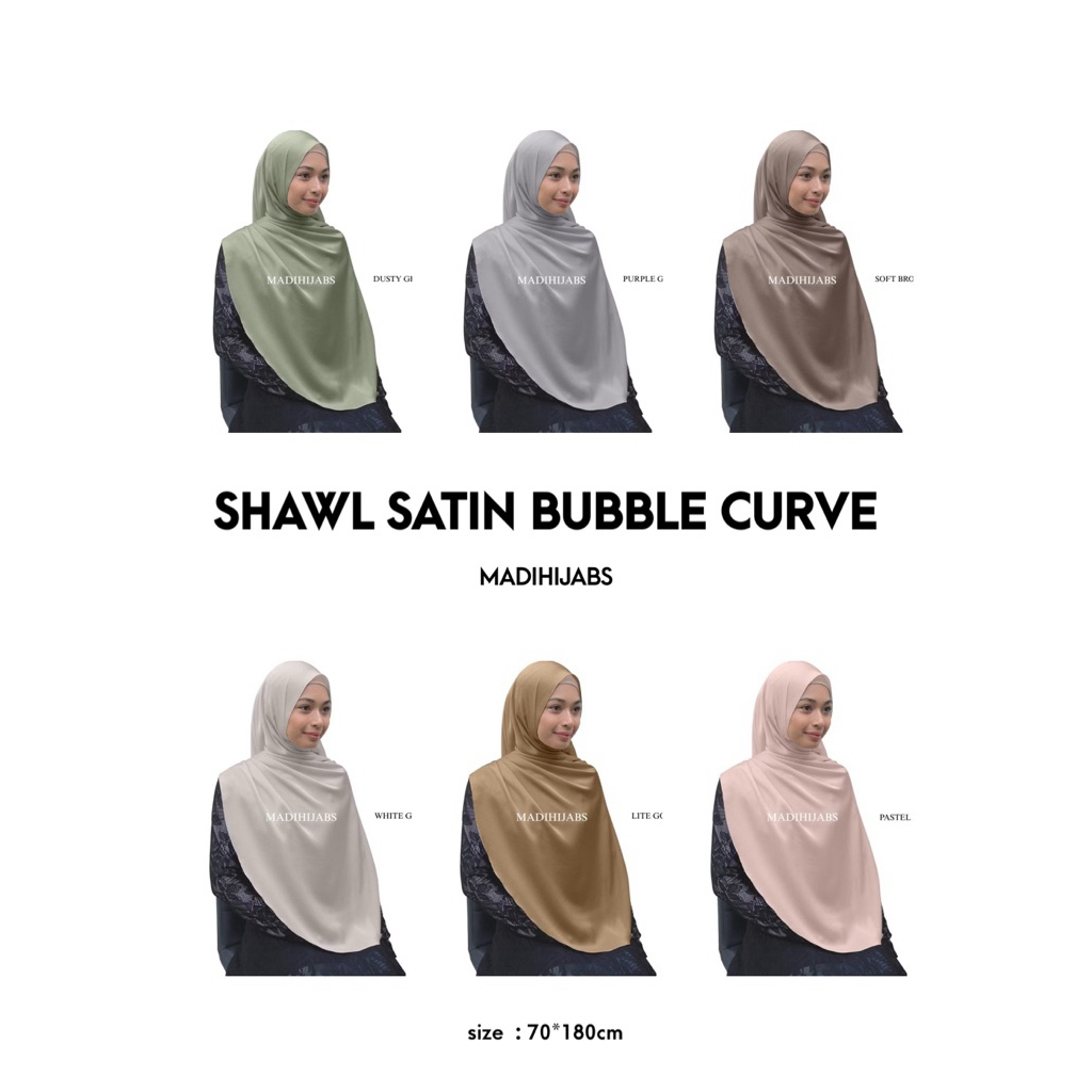SHAWL SATIN BUBBLE CURVE ผ้าซาตินบับเบิ้ลมุมโค้ง พันยาว