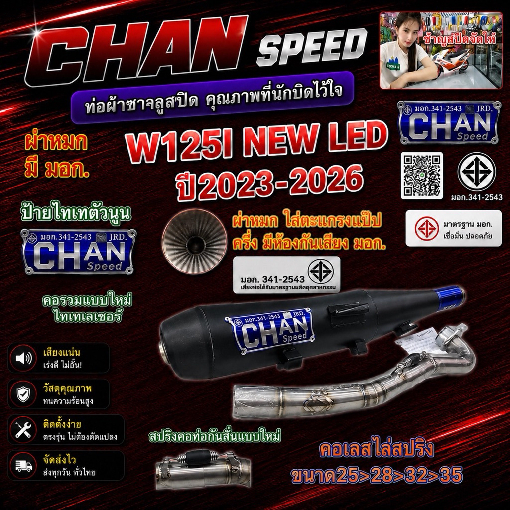 ท่อผ่าW125i LED ปี2023-2026งานชาญสปีด