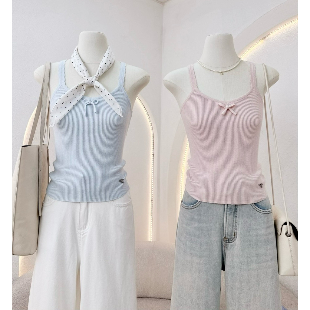 WA YA เสื้อสายเดี่ยวขอบหยัก