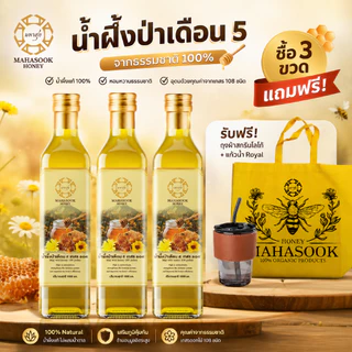 น้ำผึ้งป่าธรรมชาติแท้ 100% 3 ขวด แถมกระเป๋าผ้าและแก้ว Royal ฟรี น้ำผึ้งเดือน 5 หอมหวาน