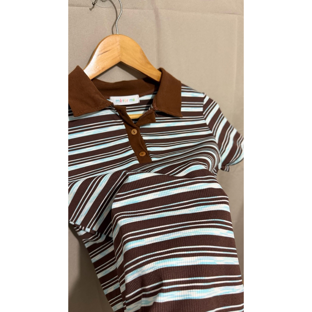 mirrorme เสื้อโปโล ลายริ้ว