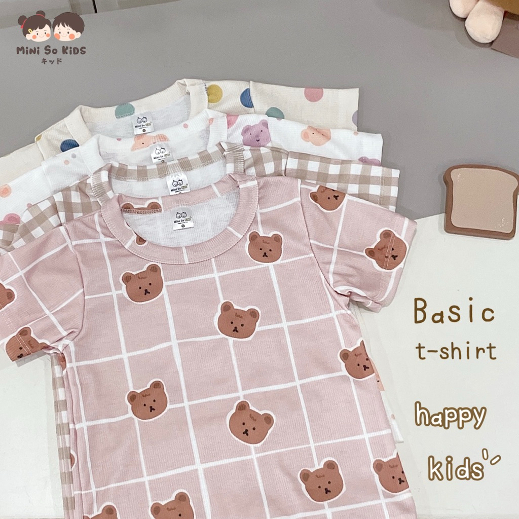 เสื้อยืดเด็ก Happy look ใส่สบาย ลายน่ารัก Basic t-shirt👦🏻👧🏻