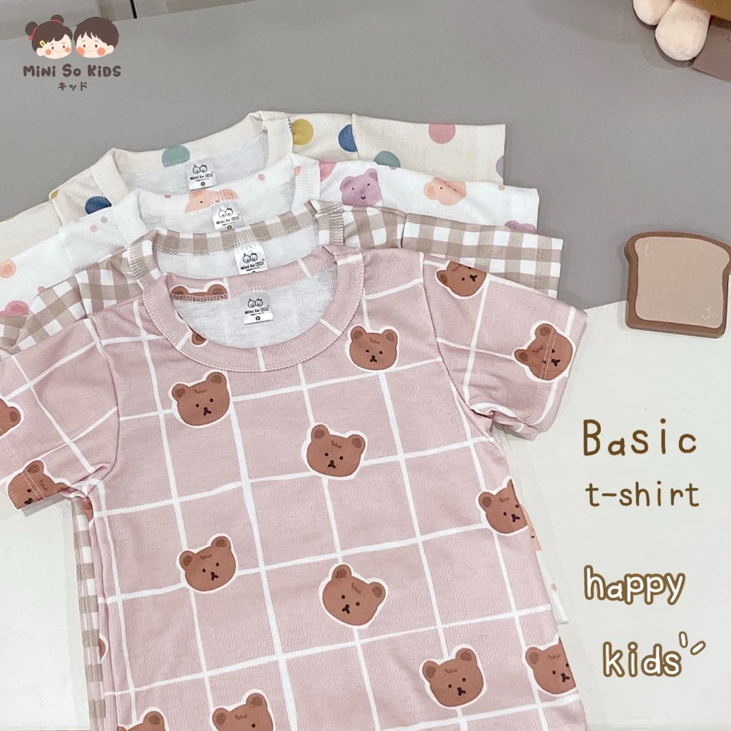 เสื้อยืดเด็ก Happy look ใส่สบาย ลายน่ารัก Basic t-shirt👦🏻👧🏻