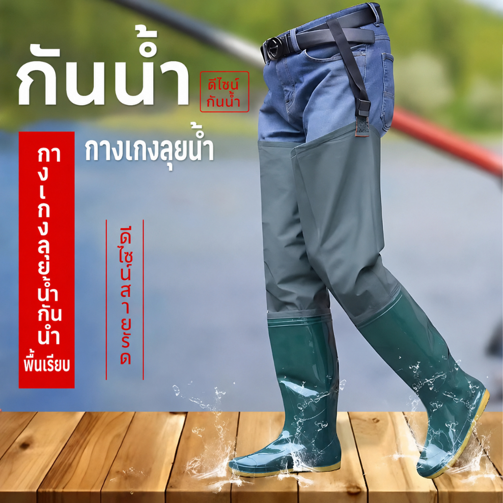 บู้ทลุยน้ำครึ่งตัว PVC กันน้ำ กันลื่น ทนต่อการสึกหรอ ใส่ลุยน้ำตกปลา เกษตร งานสวน ไซซ์ 39-44