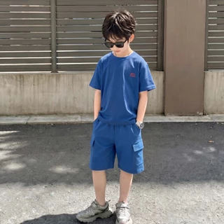 Betterland ชุดเซ็ทเด็กชายแฟชั่น 2ชิ้น ทรงหลวม ชุดเสื้อยืดกางเกงขาสั้น ลำลองกีฬา ใส่สบาย 2-12 ปี