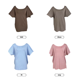 (T971)Colette Knit งานเสื้อไหมพรมสีพื้นคอกลมรุ่นใหม่ Nuchyanee
