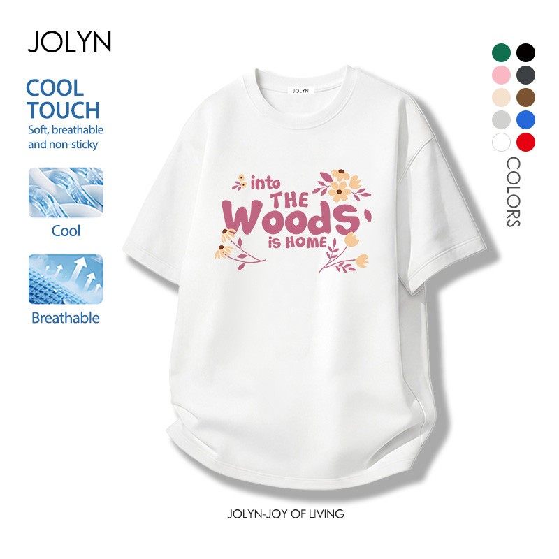 เสื้อยืดสตรี ผ้านุ่มใส่สบายa คอกลม ระบายอากาศได้ พิมพ์ลายตัวอักษร สไตล์ลำลอง 2026สินค้าใหม่ แนวโน้ม fashion