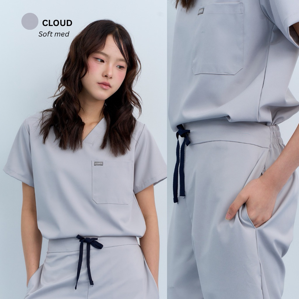 Ultimed | ชุดสครับ สี Cloud เทาอ่อน รุ่น softmed (เสื้อสครับ)