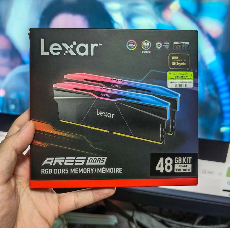 RAM DDR5(8000) 48GB(24GBx2) LEXAR ARES RGB 2ND GEN RGB (BLACK)(LD5U24G80C40BR-RGD) แรมสีดำมือสอง ประ