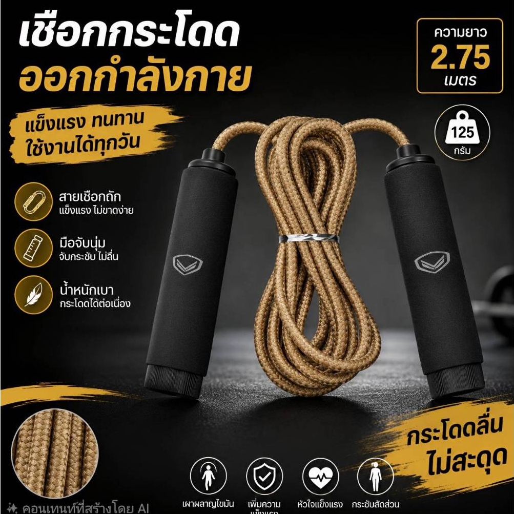 ***ของแท้ส่งไว**Grand sport เชือกกระโดด สายถักอย่างดี ความยาว 2.75 เมตร หนัก 125 กรัม 377178