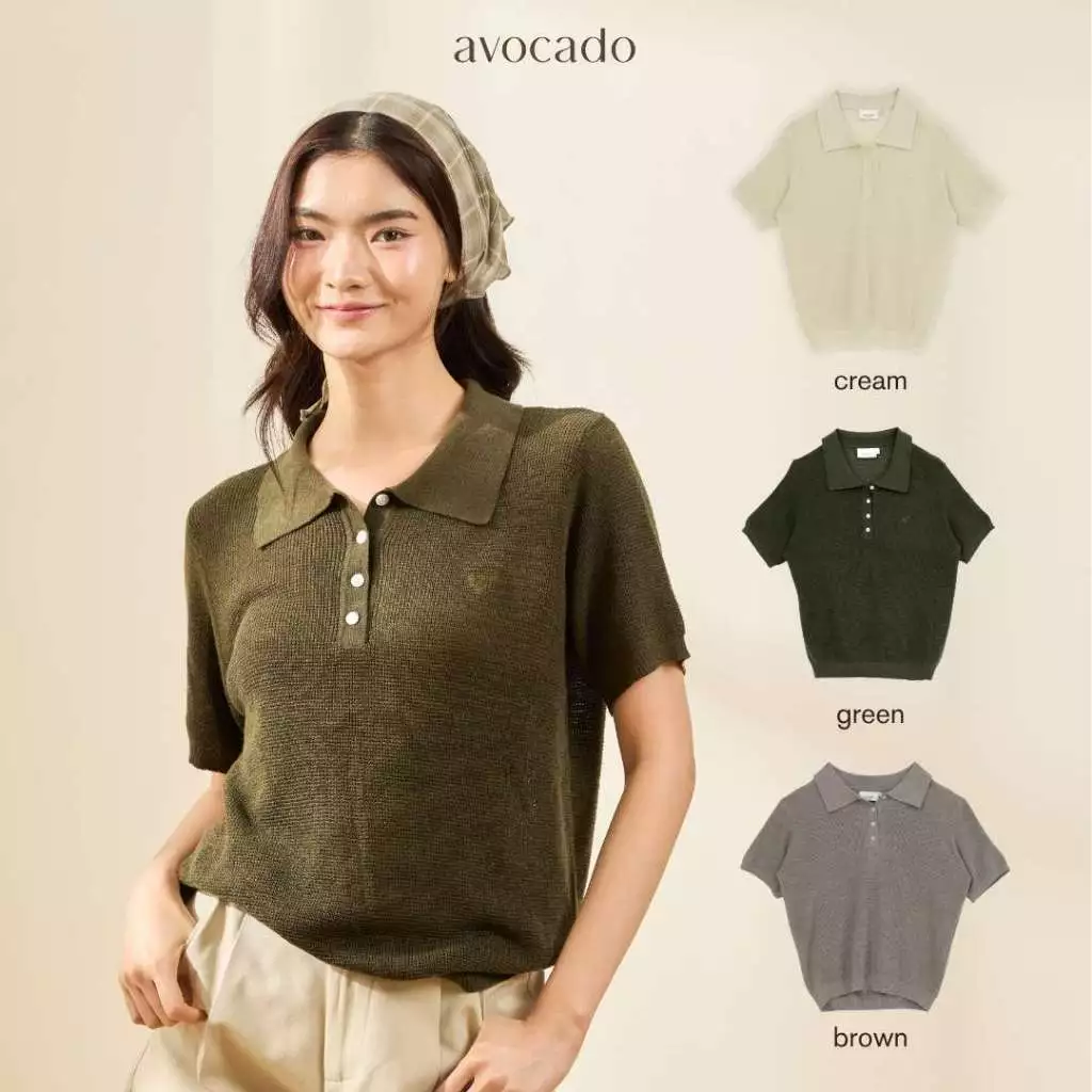 avocado - Corner Knit Polo เสื้อโปโลไหมพรม เนื้อผ้านุ่ม โปร่ง เหมาะกับ Summer I มี 2 ไซส์