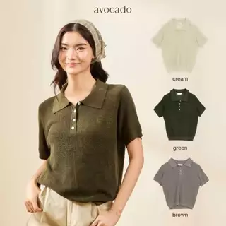 avocado - Corner Knit Polo เสื้อโปโลไหมพรม เนื้อผ้านุ่ม โปร่ง เหมาะกับ Summer I มี 2 ไซส์