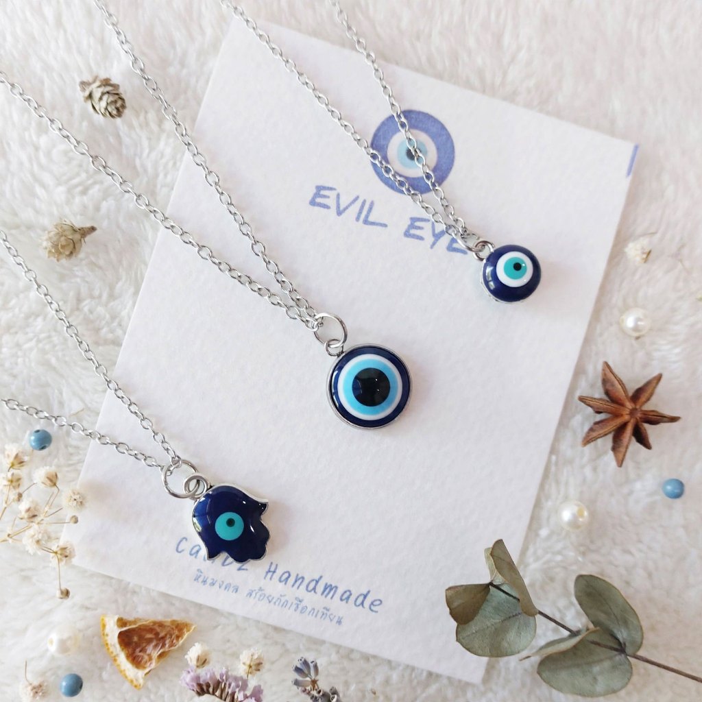 สร้อยคอ 🧿 Evil eye  จี้ Narsa และ Hamsa hand  : โซ่ -สแตนเลส  จี้/ลูกปัด - สแตนเลส / ABS