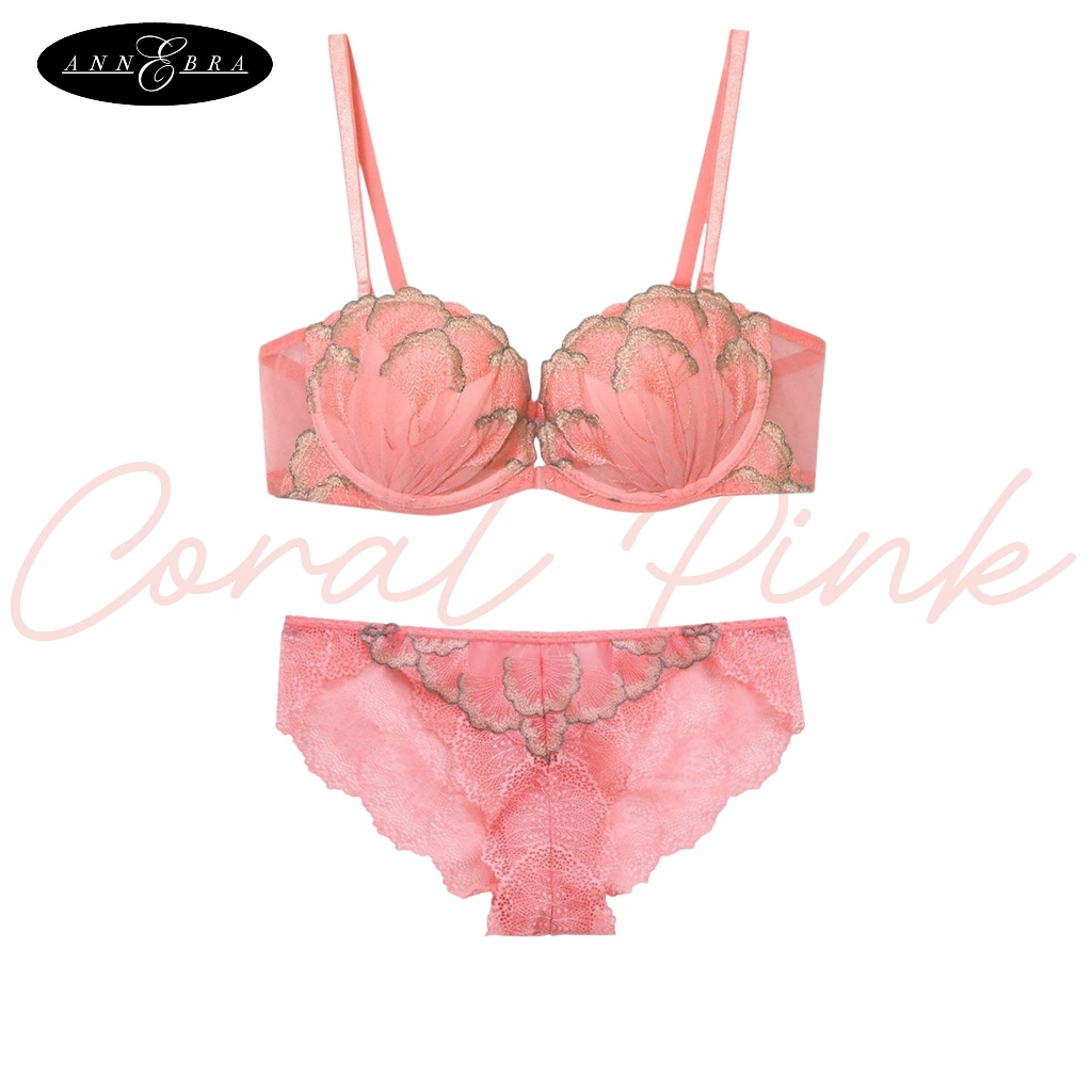 Annebra เซตบรา+กกน. บราเสริมทรง ตะขอหน้า มีโครง มีฟองน้ำ Push Up Bra+Panty SET รุ่น AB1-564/AU3-838