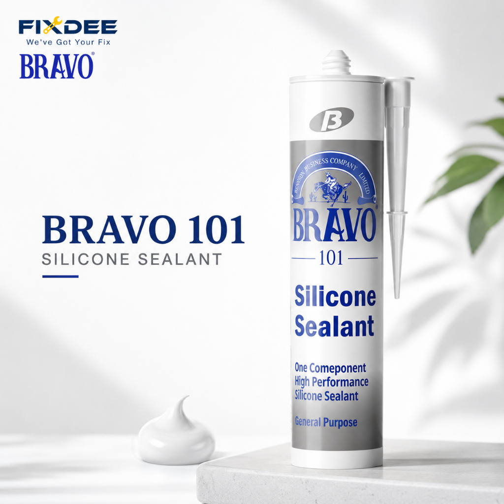 BRAVO 101 by Fixdee กาวซิลิโคนกันน้ำ 100% สำหรับงานครัว ห้องน้ำ กระจก ติดแน่นทุกพื้นผิว พร้อมส่ง