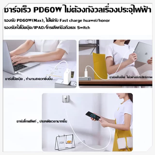 สายชาร์จ Type-C to Type-C แกนทองแดง PD 60W ชาร์จเร็วสุด หุ้มถักไนลอน สำหรับ IP15 ขึ้นไปทุกรุ่น
