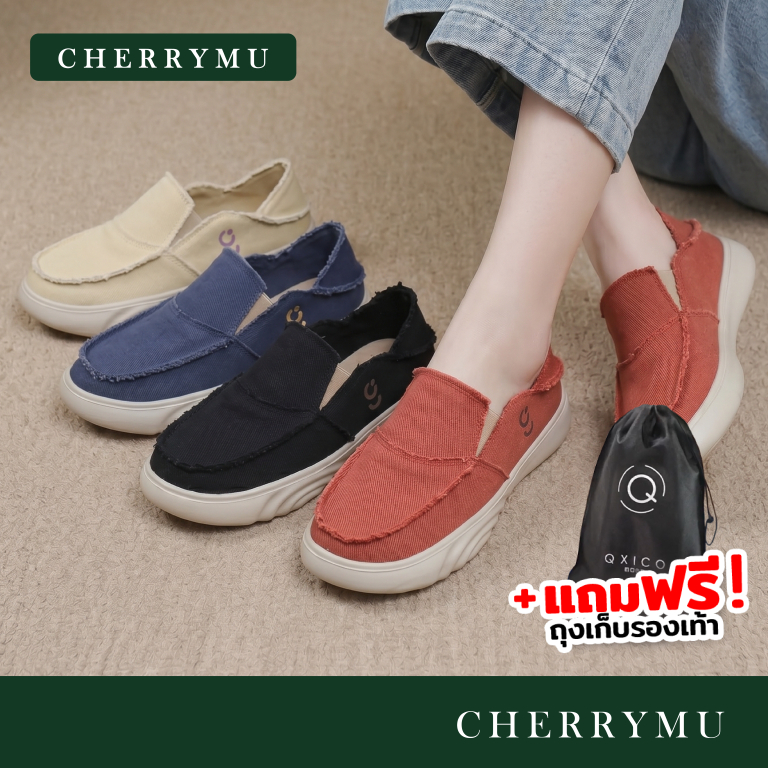CHERRYMU รุ่น F263 รองเท้าผ้าใบสลิปออน ใส่เหยียบส้นได้
